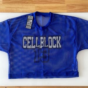 Cellblock 13 KICK OFF MESH CROP TOP in blue size small
